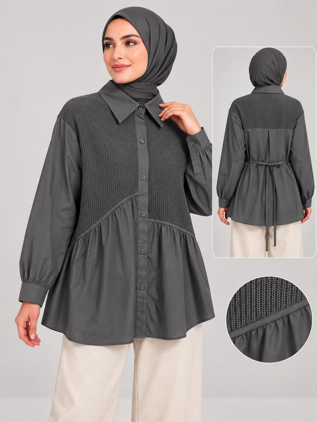 Belted Shirt poplin With Wool