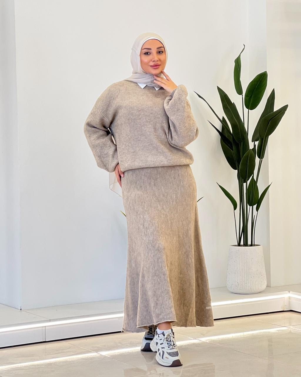 Simple Wool Skirt Set