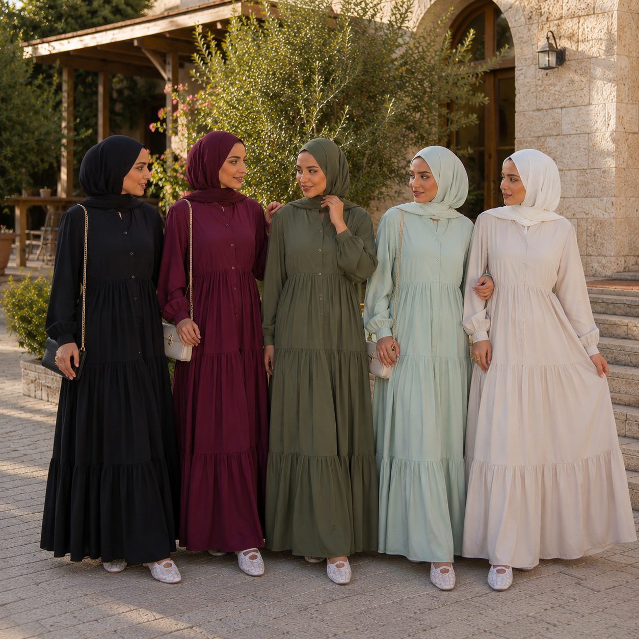 V-Shape Neck Tencel Dress